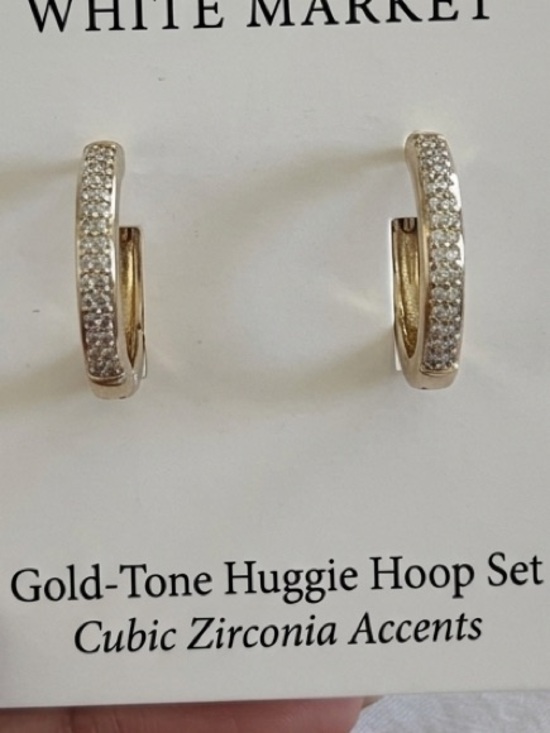 Nordstrom Rack Jewelry - Gold and silver hoops clasp earrings cz two-tone crystal